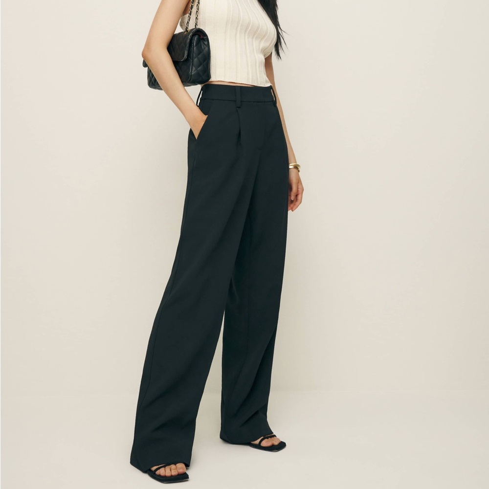 Reformation Alex Pant in Black Twill Size 2